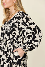 Load image into Gallery viewer, Double Take Full Size Printed Ruffle Hem Dress with Pocket Stylish &amp; Functional Women Dress
