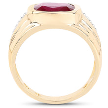 Load image into Gallery viewer, 14K Yellow Gold Plated 3.50 Carat Genuine Glass Filled Ruby .925 Sterling Silver Ring
