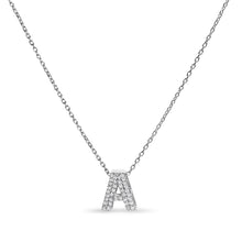 Load image into Gallery viewer, 10K White Gold Diamond Accent "A" Initial Bubble Pendant Necklace
