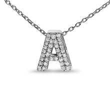 Load image into Gallery viewer, 10K White Gold Diamond Accent "A" Initial Bubble Pendant Necklace
