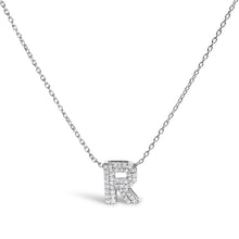 Load image into Gallery viewer, 10K White Gold Diamond Accent "A" Initial Bubble Pendant Necklace
