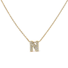 Load image into Gallery viewer, 10K White Gold Diamond Accent "A" Initial Bubble Pendant Necklace
