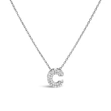 Load image into Gallery viewer, 10K White Gold Diamond Accent "A" Initial Bubble Pendant Necklace
