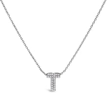 Load image into Gallery viewer, 10K White Gold Diamond Accent "A" Initial Bubble Pendant Necklace
