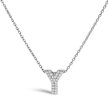 Load image into Gallery viewer, 10K White Gold Diamond Accent "A" Initial Bubble Pendant Necklace
