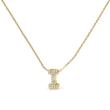 Load image into Gallery viewer, 10K White Gold Diamond Accent "A" Initial Bubble Pendant Necklace
