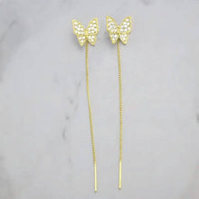 Load image into Gallery viewer, 925 Silvery Post Yellow Alloy Butterfly Earrings
