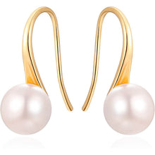Load image into Gallery viewer, 925 Sterling Silver 7.5-8mm White Freshwater Cultured Pearl Dangle Drop Earrings
