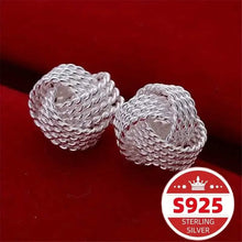 Load image into Gallery viewer, 925 Sterling Silver Braided Ball Earrings
