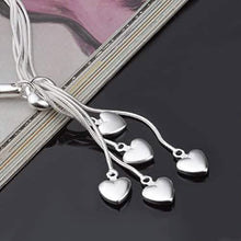 Load image into Gallery viewer, .925 Sterling Silver Five-Line Chain with Five-Heart Bracelet
