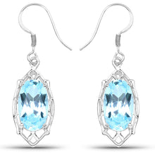 Load image into Gallery viewer, 13.68 Carat Genuine Blue Topaz .925 Sterling Silver Earrings
