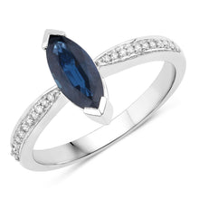 Load image into Gallery viewer, 1.44 Carat Genuine Blue Sapphire and White Diamond 14K White Gold Ring
