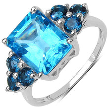 Load image into Gallery viewer, 4.72 Carat Genuine Swiss Blue Topaz &amp; London Blue Topaz .925 Sterling Silver Ring
