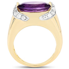 Load image into Gallery viewer, 14K Yellow Gold Plated 4.98 Carat Genuine Amethyst and White Topaz .925 Sterling Silver Ring
