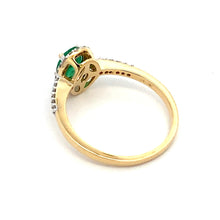 Load image into Gallery viewer, .74ct Emerald Diamond Ring 14KT Yellow Gold
