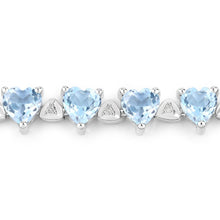 Load image into Gallery viewer, 11.62 Carat Genuine Blue Topaz and White Diamond .925 Sterling Silver Bracelet
