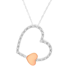 Load image into Gallery viewer, 10KT Two Tone Gold 1/6 cttw Diamond Floating Heart Pendant Necklace (K-L, I1-I2)
