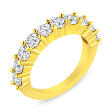 Load image into Gallery viewer, 14K Yellow Gold Plated .925 Sterling Silver 2.0 Cttw Round Brilliant Cut Diamond 10 Stone Anniversary Band Ring (J-K Color, I1-I2 Clarity) - Size 7
