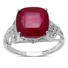 Load image into Gallery viewer, 4.20 ct. t.w. Glass Filled Ruby and White Topaz Ring in Sterling Silver
