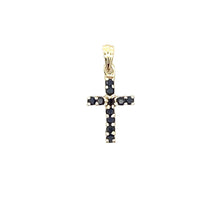 Load image into Gallery viewer, .21ct Sapphire Cross Religious Pendant 10KT Yellow Gold

