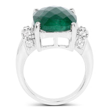 Load image into Gallery viewer, 8.50 Carat Dyed Emerald and White Topaz .925 Sterling Silver Ring
