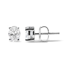Load image into Gallery viewer, 14K White Gold 3/4 Cttw Oval Shape Lab Grown Diamond Solitaire Stud Earrings (F-G Color, VS1-VS2 Clarity)
