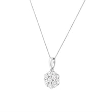Load image into Gallery viewer, 14K White Gold 2.00 Cttw Brilliant Round-Cut Diamond 7 Stone Flower Cluster 18" Pendant Necklace (H-I Color, SI2-I1 Clarity)

