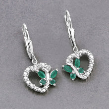 Load image into Gallery viewer, 0.44 Carat Genuine Emerald and Created White Sapphire .925 Sterling Silver Earrings
