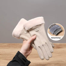 Load image into Gallery viewer, Cashmere Warm Suede Leather Plush Touch Screen Gloves
