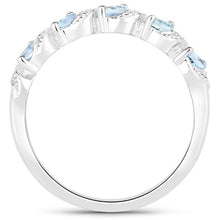 Load image into Gallery viewer, 0.54 Carat Genuine Aquamarine and White Topaz .925 Sterling Silver Ring
