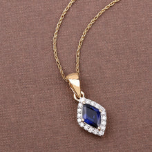 Load image into Gallery viewer, 0.92 Carat Genuine Blue Sapphire and White Diamond 14K Yellow Gold Pendant
