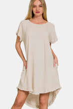Load image into Gallery viewer, Fringe Edge High Low Flowy Dress with Pockets – High Low Flowy Dress, Boho Fringe Dress, Pocketed Flowy Dress, Bohemian High Low Dress, Stylish High Low Dress, Versatile Boho Dress, Summer Flowing Dress
