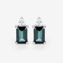 Load image into Gallery viewer, 1.25 Carat Genuine Green Tourmaline and White Diamond 14K White Gold Earrings
