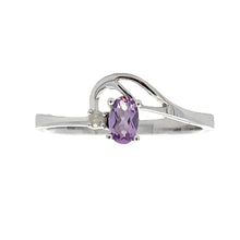 Load image into Gallery viewer, .02ct Amethyst Diamond Ring 10KT White Gold
