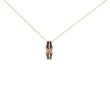 Load image into Gallery viewer, 10K Rose Gold 1/4 Cttw White and Chocolate Brown Diamond Infinity Twist Pendant Necklace (I-J Color, I1-I2 Clarity)

