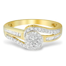 Load image into Gallery viewer, 10K Yellow Gold Diamond Cluster Ring (1/2 Cttw, I-J Color, I2-I3 Clarity) - Size 6
