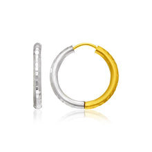 Load image into Gallery viewer, 14k Two-Tone Gold Hinge Hammered Hoop Earrings
