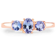 Load image into Gallery viewer, 18K Rose Gold Plated 0.90 Carat Genuine Tanzanite .925 Sterling Silver Ring
