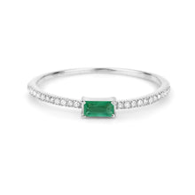 Load image into Gallery viewer, 0.18 Carat Genuine Zambian Emerald and White Diamond 14K White Gold Ring
