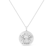 Load image into Gallery viewer, .925 Sterling Silver Diamond Accent Cancer Zodiac Design 18" Pendant Necklace Medallion (K-L Color, I1-I2 Clarity)
