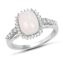 Load image into Gallery viewer, 1.55 Carat Genuine Ethiopian Opal and White Topaz .925 Sterling Silver Ring
