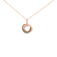 Load image into Gallery viewer, 14K Rose Gold 3/4 Cttw Brown and White Diamond Interlocking Circle Hoop 18" Inch Pendant Necklace (G-H Color, SI2-I1 Clarity)
