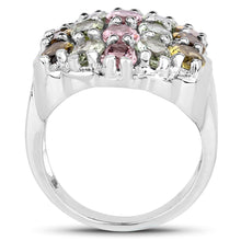 Load image into Gallery viewer, 6.74 Carat Genuine Brown Tourmaline, Pink Tourmaline &amp; Green Tourmaline .925 Sterling Silver Ring
