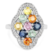 Load image into Gallery viewer, 2.63 Carat Genuine Multi Sapphire .925 Sterling Silver Ring
