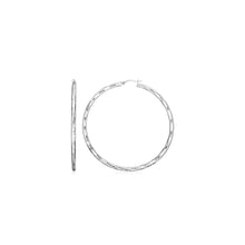 Load image into Gallery viewer, Sterling Silver Large Hoop Earrings with Hammered Texture
