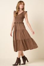 Load image into Gallery viewer, Smocked Ruffled Tiered Midi Dress For Women – Feminine, Romantic &amp; Elegant Boho Chic Dress for Special Occasions

