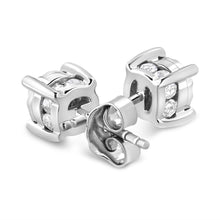 Load image into Gallery viewer, .925 Sterling Silver 1.0 Cttw Round Brilliant-Cut Diamond Miracle-Set Solitaire Stud Earrings (H-I Color, I2-I3 Clarity)

