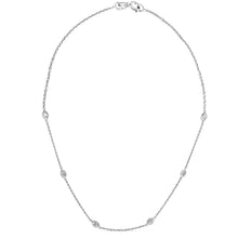 Load image into Gallery viewer, 14K White Gold 1.00 Cttw Bezel Set Round Diamond Marquise Shaped Milgrain Station 18" Collar Necklace (G-H Color, SI1-SI2 Clarity)
