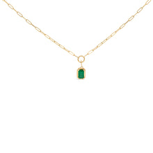 Load image into Gallery viewer, 10K Yellow Gold Emerald Cut 6x4 MM Green Emerald Solitaire Pendant Necklace - 18 inch
