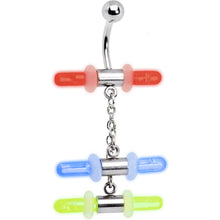 Load image into Gallery viewer, GLOW STICK TRIO Chain Dangle Belly Ring
